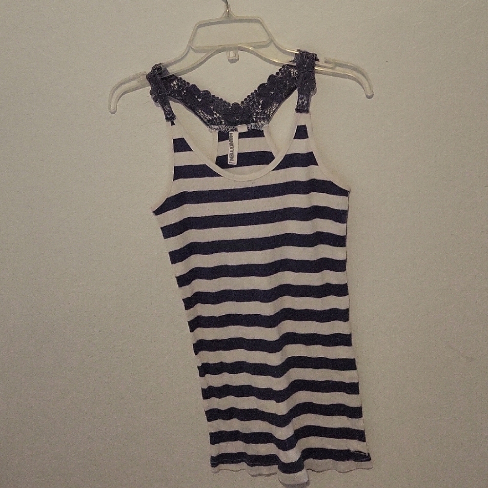Hang Ten Black and White Striped Tank Top